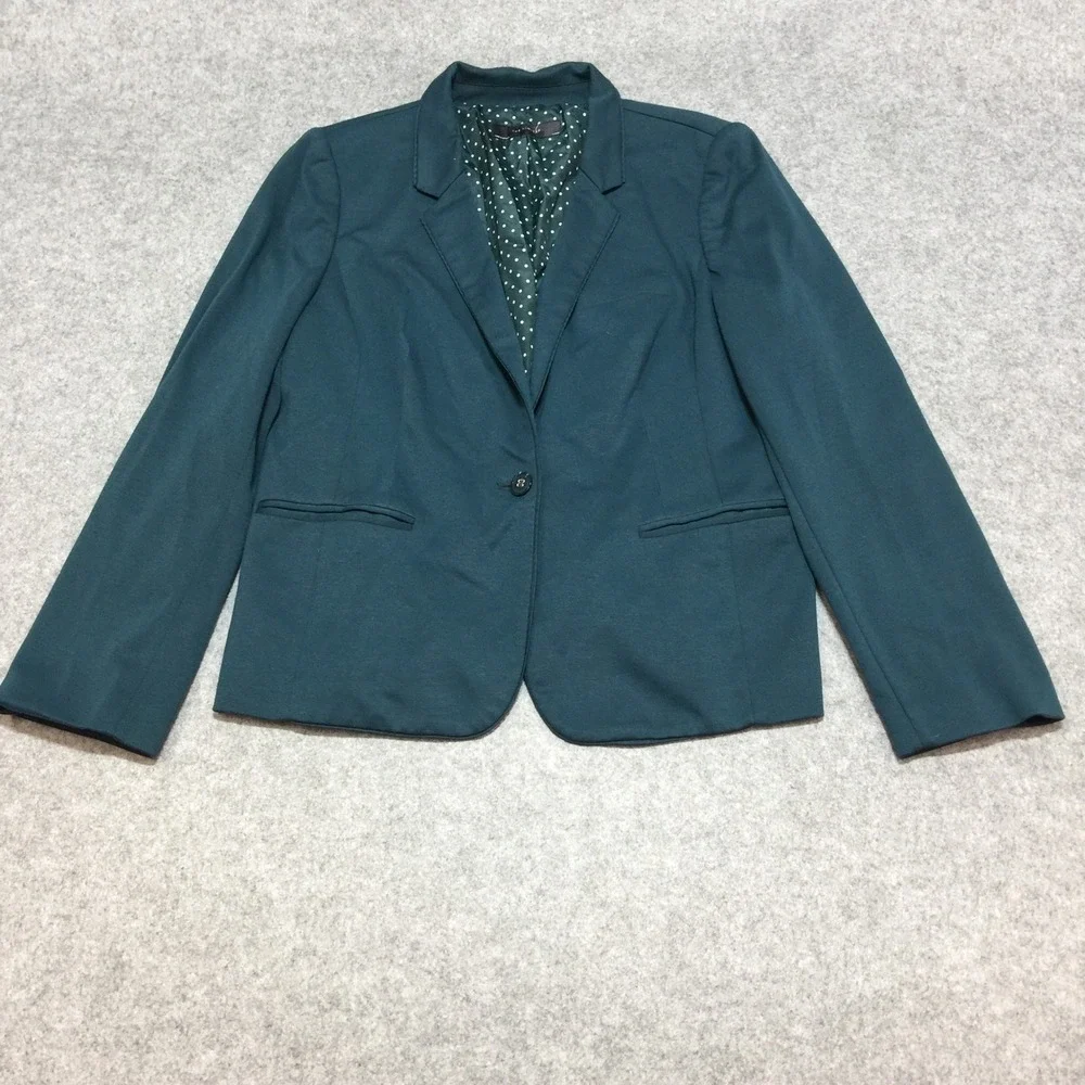 The Limited Womens XL Teal Green Single Button Polka Dot Lined Blazer - Picture 2 of 6